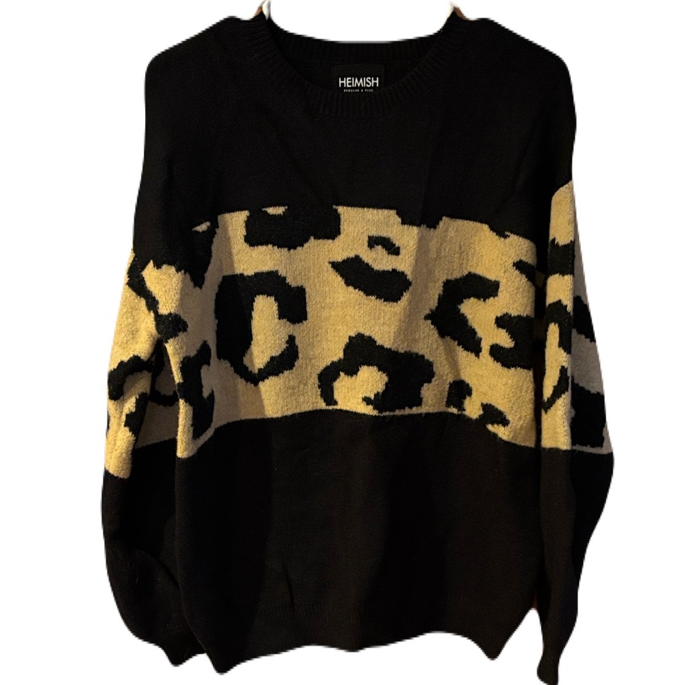 Hemish Black and Tan Leopard Print Sweater